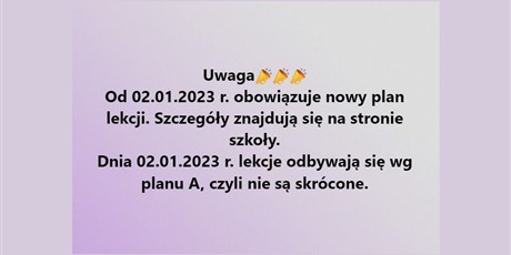 Od 02.01.2023 Nowy plan 