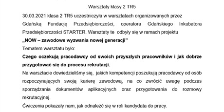 Warsztaty klasy 2TR5