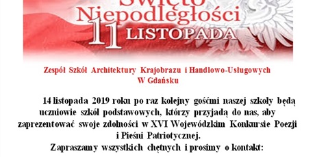 XVI Wojewódzki Konkurs Poezji  i Pieśni Patriotycznej